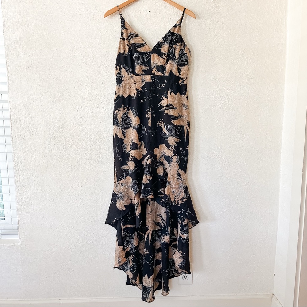 Lulus Womens Darling Daylily Black Floral Print High-Low Maxi Dress - Picture 3 of 10